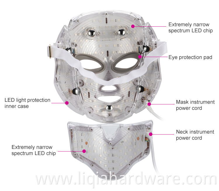 光疗面部光子面膜 7 色无线 LED 光子光疗机治疗 LED 面部面膜